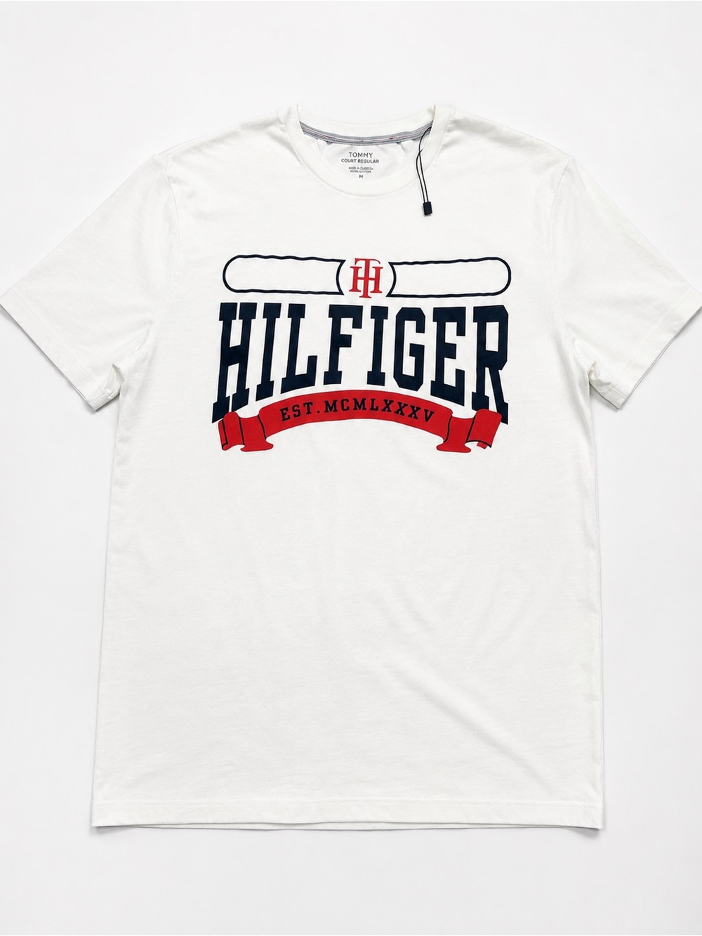 Tommy Hilfiger Graphic Logo T Shirt White Red Blue Regular Fit Men’s Medium NWT